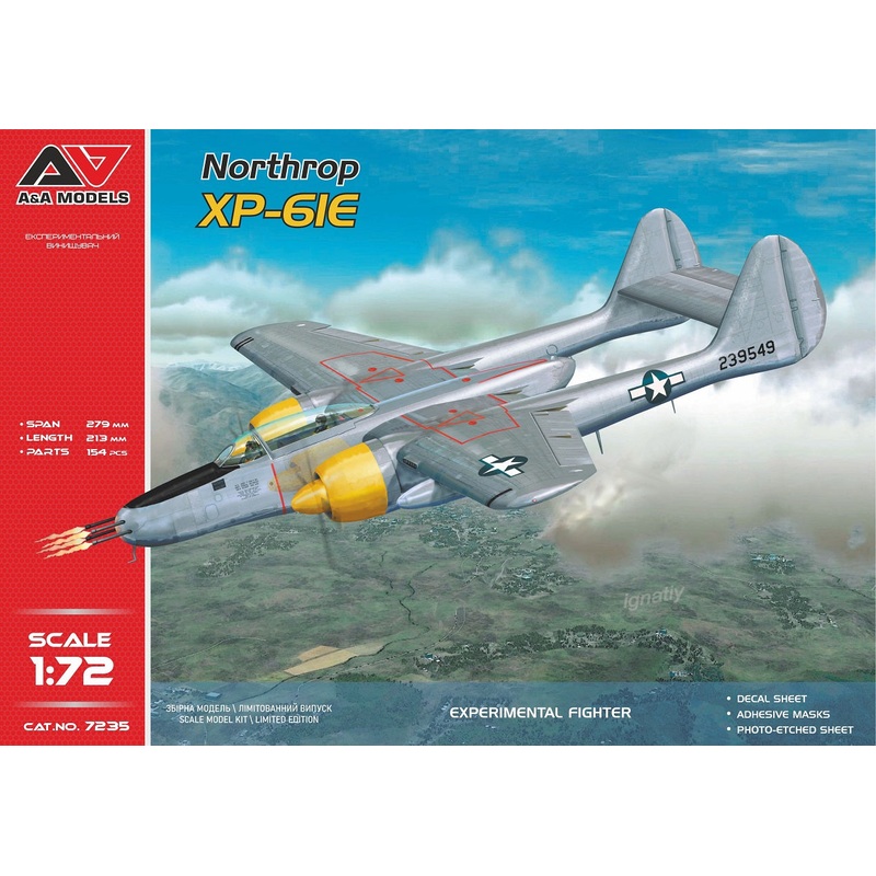 A & A Models 7235 1:72 Northrop XP-61E experiments fighter