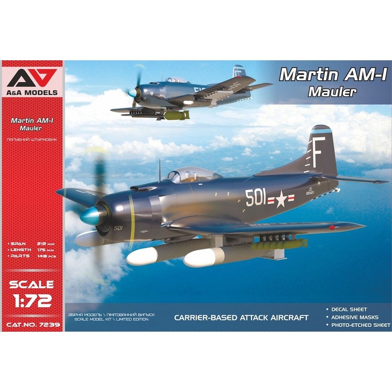 A & A Models 7239 1:72 Martin AM-1 Mauler (Late Version) Carrier-Based US Attack Aircraft