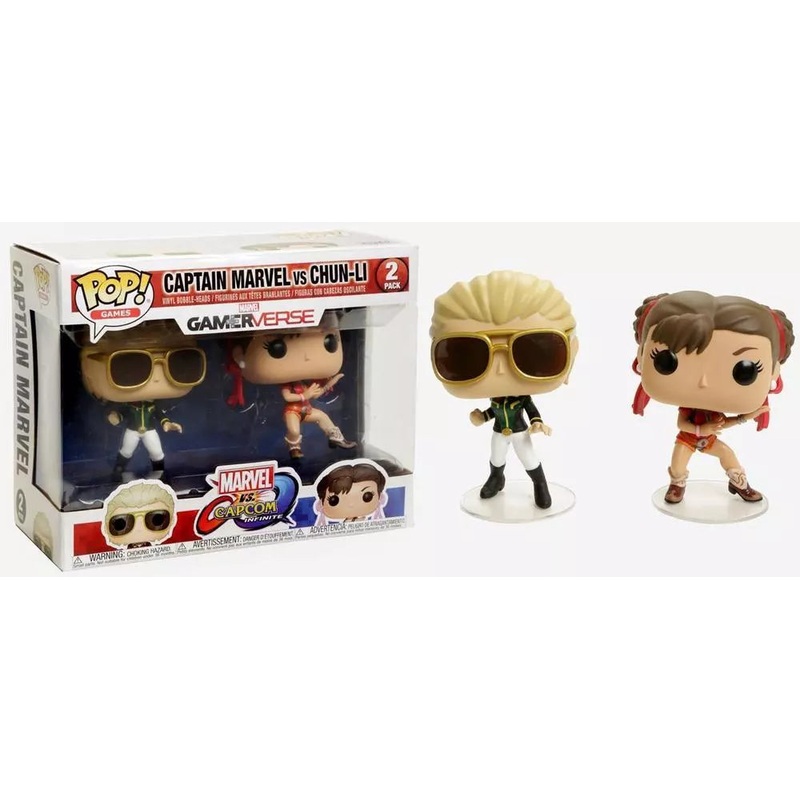 CAPTAIN MARVEL vs CHUN-LI (street fighter) FUNKO Pop Games 2 Pack