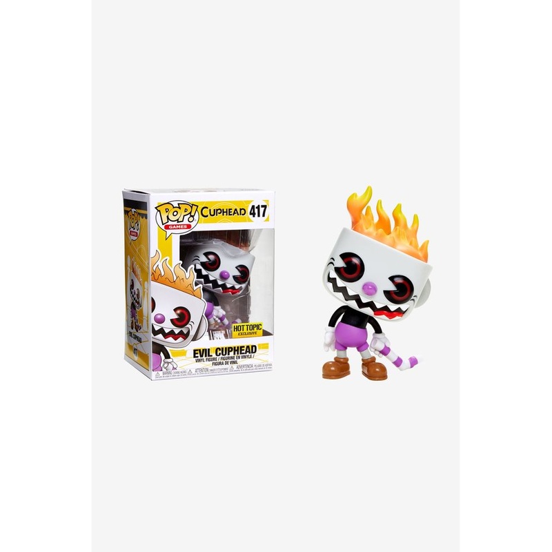Funko Pop! Cuphead - Evil Cuphead (Soulless) (On Fire) 417 Hot Topic Exclusive + Free Protector