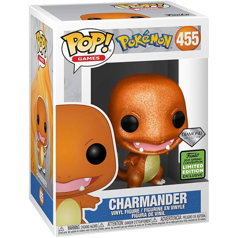 Funko Pop! Pokmon - Charmander Diamond Funko 2021 Spring Convention Exclusive 455 (VAULTED) + Free Protector