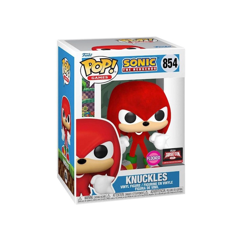 Funko Pop! Sonic The Hedgehog- Knuckles 854 Flocked Funko Target Con 2022 Exclusive + Free Protector
