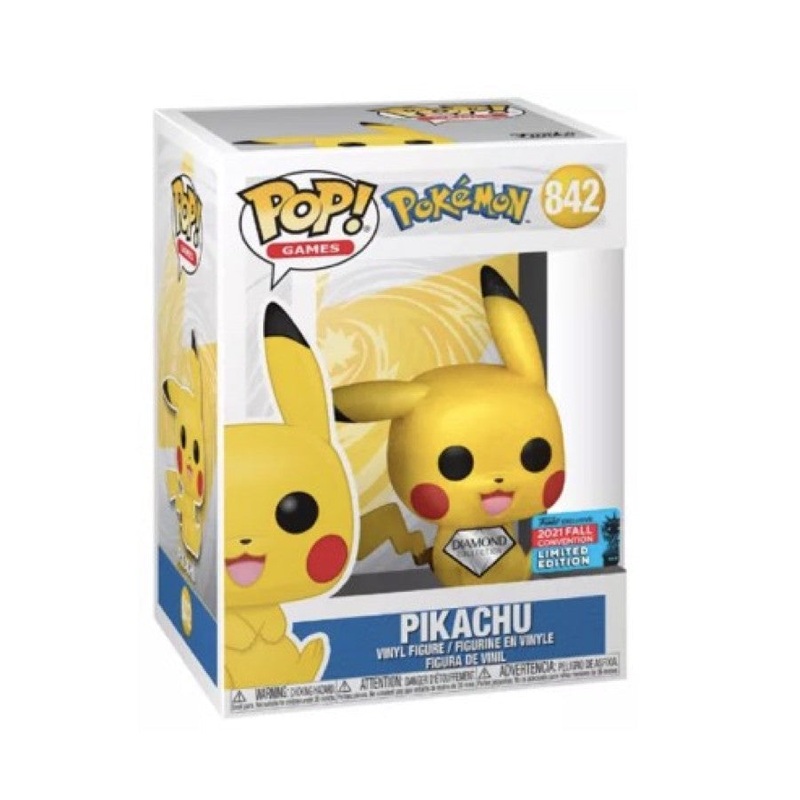 Funko Pop! Pokmon Pikachu 842 Diamond Funko 2021 Fall Convention Exclusive (VAULTED) + Pop Protector