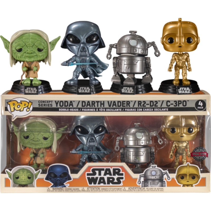 Funko Pop! Star Wars Concept Series Yoda / Darth Vader / R2-D2 / C-3PO 4 Pack Special Edition