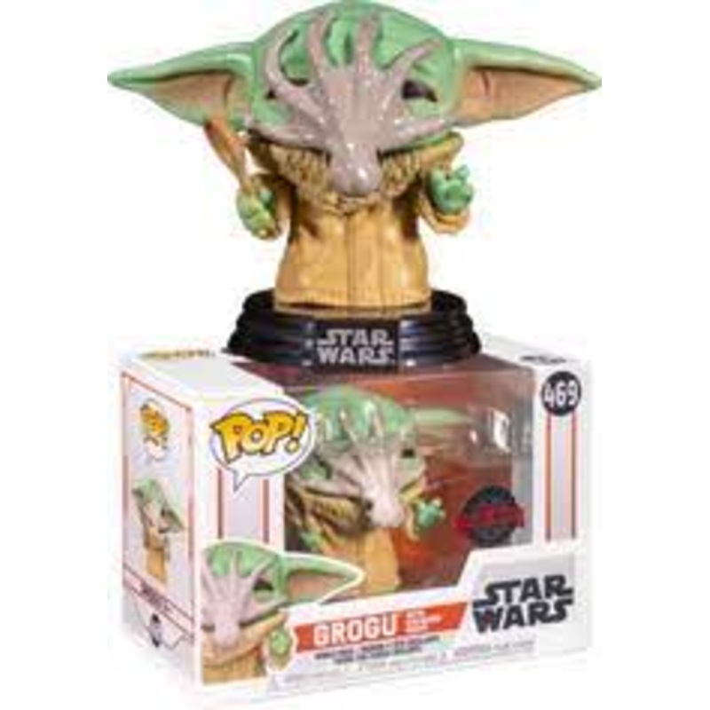 FUNKO POP STAR WARS MANDALORIAN GROGU CHILD WITH CHOWDER SQUID 469 SPECIAL EDITION