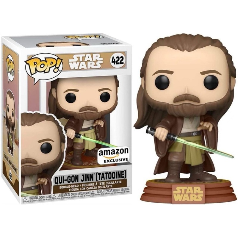 Funko Pop! Star Wars Qui-Gon Jinn (Tatooine) 422 Amazon Exclusive + Free Protector