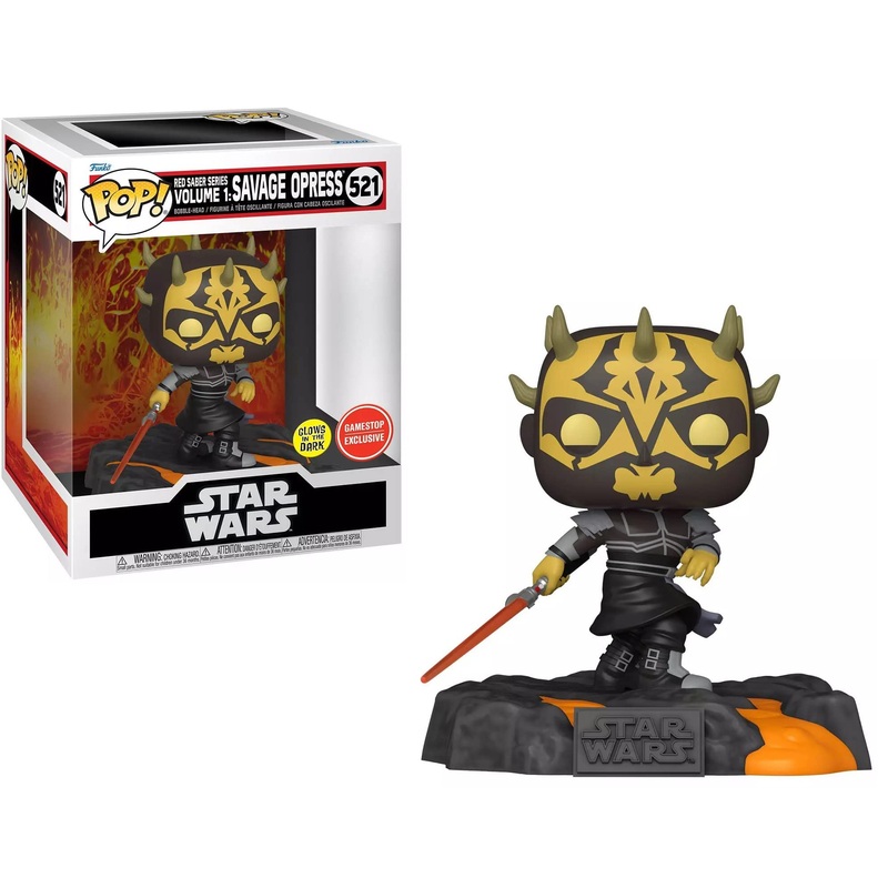 Funko Pop! Star Wars : Red Saber Series Volume 1 : Savage Opress 521 Glows in the Dark GameStop Exclusive Figure
