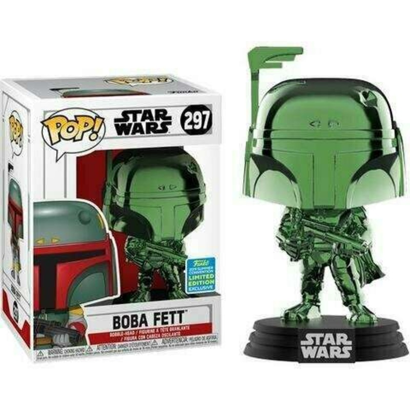 Star Wars Boba Fett (Green Chrome) 2019 Summer Convention Limited Exclusive 297 + PoP Protector