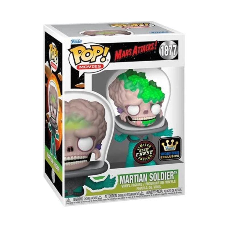 Mars Attacks Martian Soldier Funko Pop! Vinyl Figure #1877 - Specialty Series (GUARANTEED CHASE) + PoP Protector