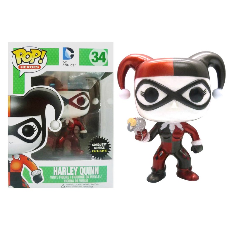 34 Harley Quinn (Metallic) Funko PoP! Heroes DC Comics Conquest Comics Exclusive + PoP Protector