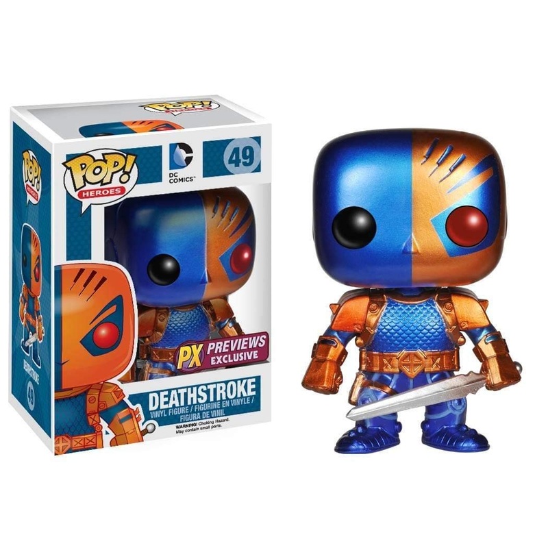 Funko Pop! DC Comics - Deathstroke 49 PX Previews Exclusive (Metallic) + Free Protector (VAULTED)