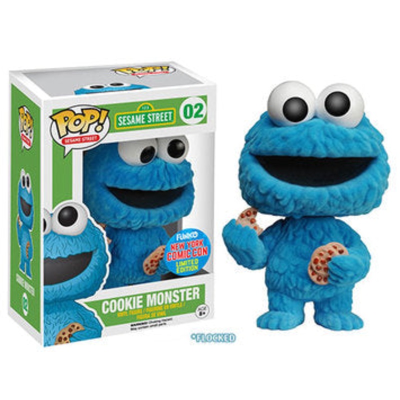 Funko Pop! 123 Sesame Street - Cookie Monster 02 Funko New York Comic Con Exclusive (Flocked, VAULTED) + Free Protector