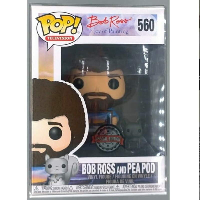 Funko Pop! Bob Ross The Joy of Painting - Bob Ross and Peapod 560 Special Edition + Free Protector (VAULTED)
