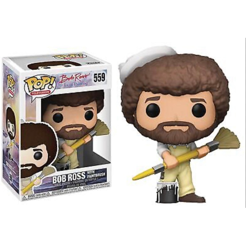 Funko Pop! Bob Ross The Joy of Painting - Bob Ross (in overalls) with Paintbrush 559 + Free Protector (VAULTED)