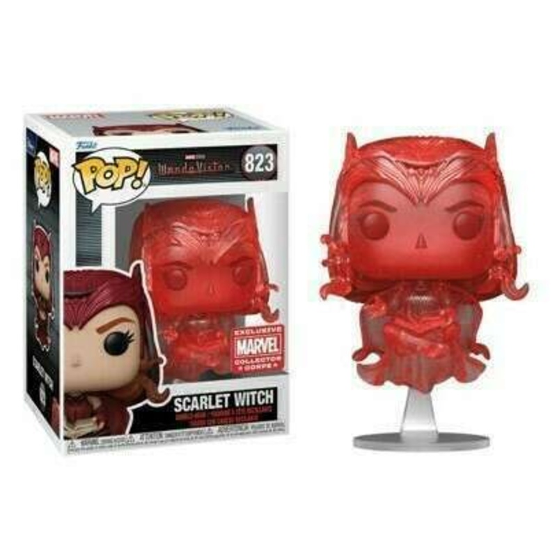 823 Scarlet Witch with Darkhold (Red | Translucent Glitter) Marvel Studios WandaVision Collectors Corps + PoP Protector