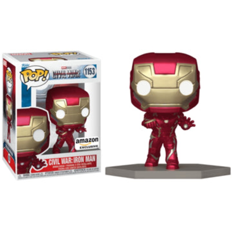1153 Marvel Avengers Civil War Iron Man Figure Funko POP Marvel Funko Amazon Exclusive + PoP Protector