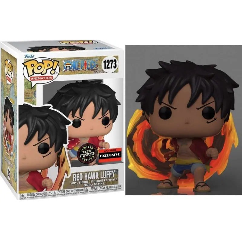 1273 Funko POP! Animation: One Piece - Red Hawk Luffy AAA anime exclusive GITD chase + PROTECTOR!