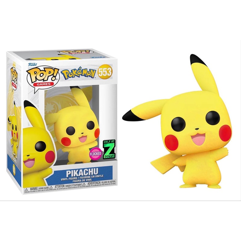 553 Funko Pop! Games Pokemon Pikachu Waving Flocked Zavvi Exclusive