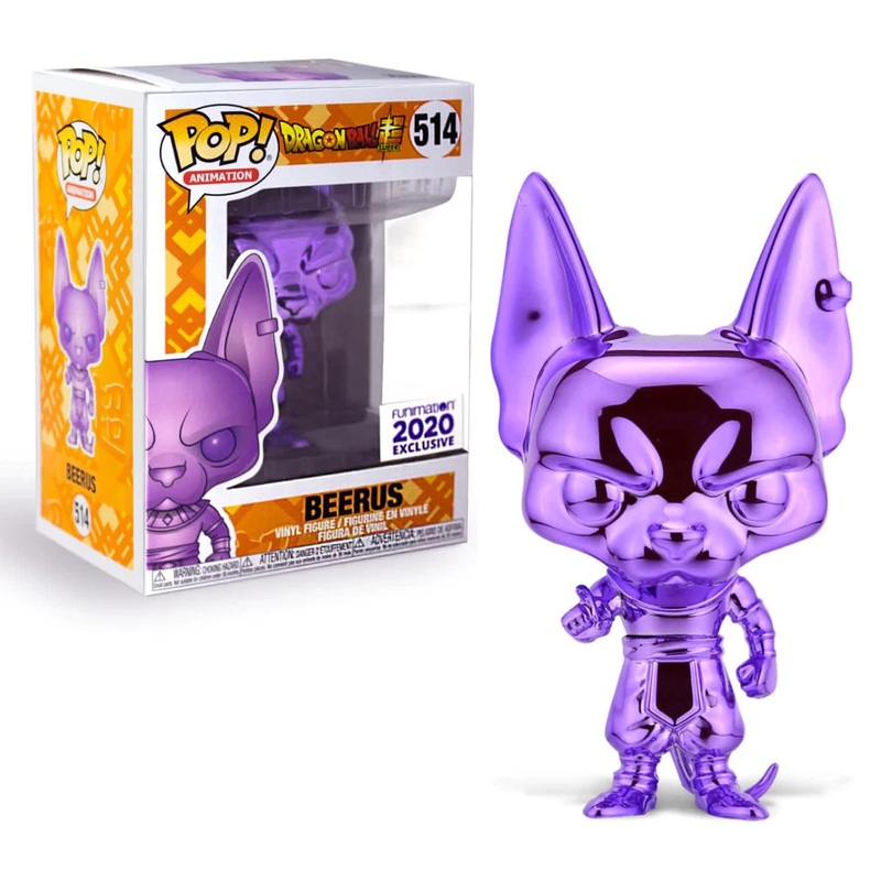 Beerus (Purple Chrome) Funimation Exclusive 2020 Funko POP! Dragonball Super 514 + PoP Protector