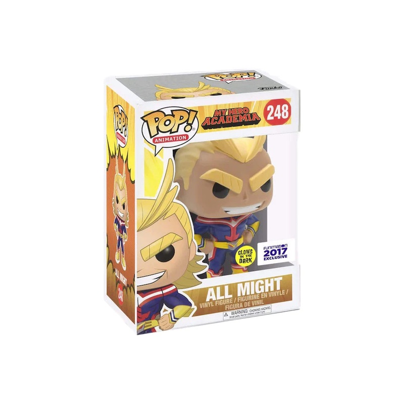 Funko POP!  Animation: My Hero Academia #248 - All Might GITD Funimation 2017 (THICK BORDER 2017 RELEASE)  + PROTECTOR!
