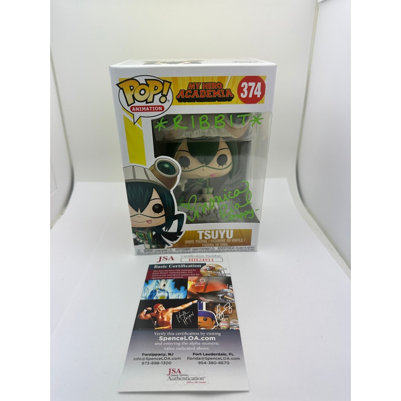 374  Funko POP! - My Hero Academia - Tsuyu - Signed by Monica Rial (Green Market Ribbit / Froppy ) - JSA Certified + PoP Protector