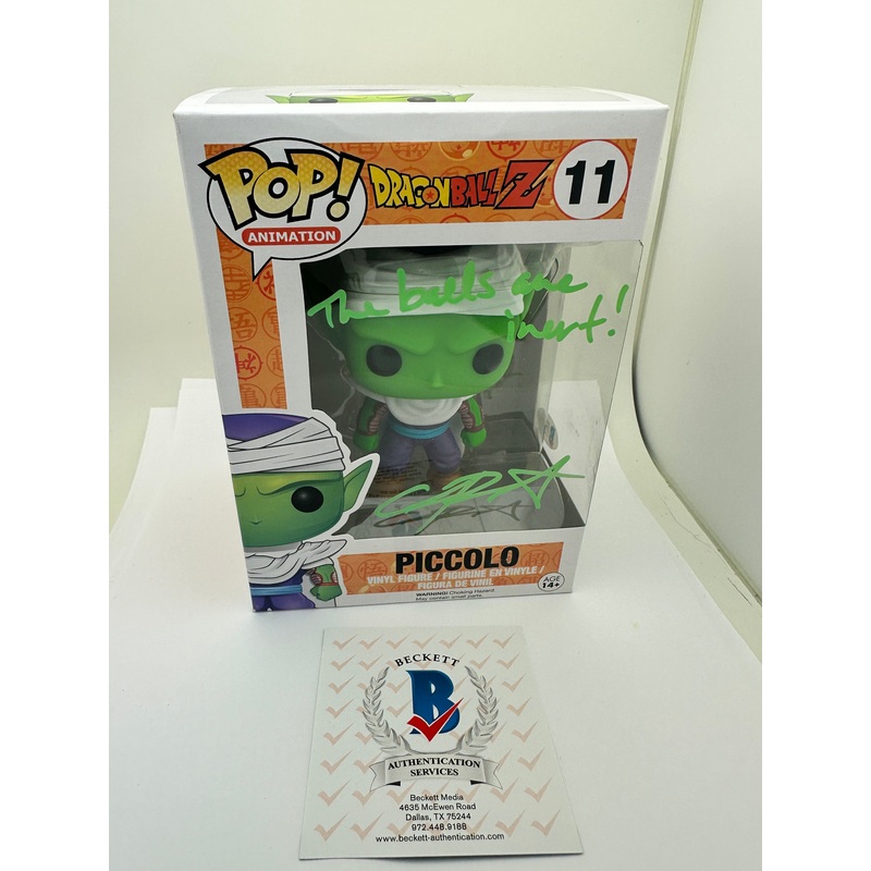 Chris SABAT SIGNED Funko Pop 11 Autograph PICCOLO beckett certified Dragon Ball Z DBZ + PoP Protector