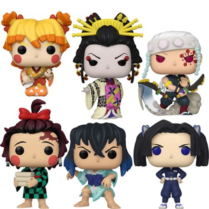 Common bundle set Demon Slayer Aoi Kanzaki 1535 Daki #1534 Inosuke Hashibira #1532  Tanjiro Kamado #1530 Tengen Uzui #1533 Zenitsu Agatsuma (Kimono) 1531 Funko Pop! Vinyl Figure
