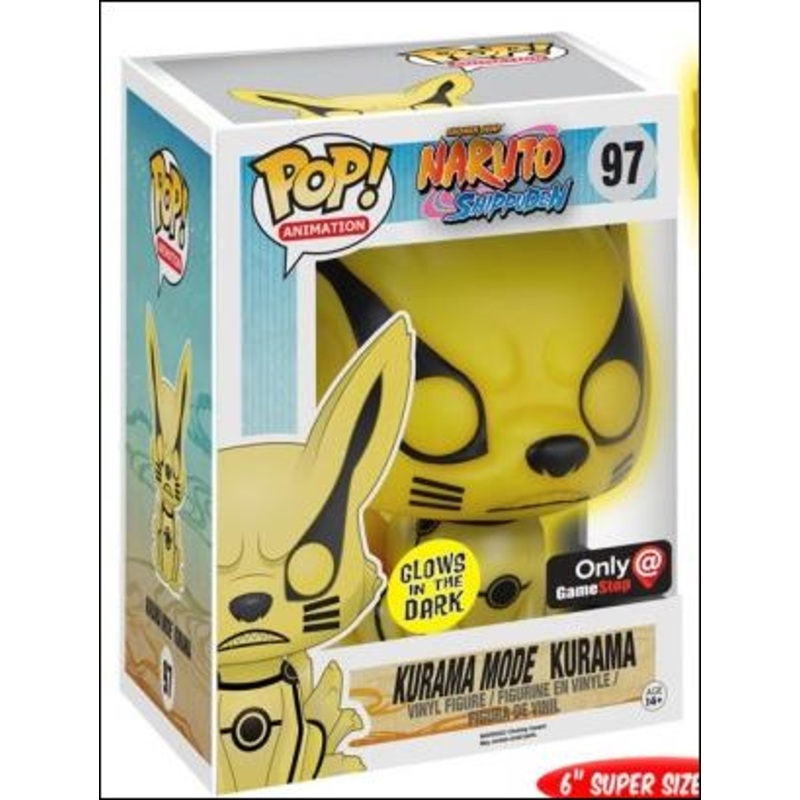 Naruto Kurama Mode Kurama #97 Glow in the Dark Funko Pop Rare Gamestop Exclusive Vinyl Figure (shelf wear) + PoP Protector