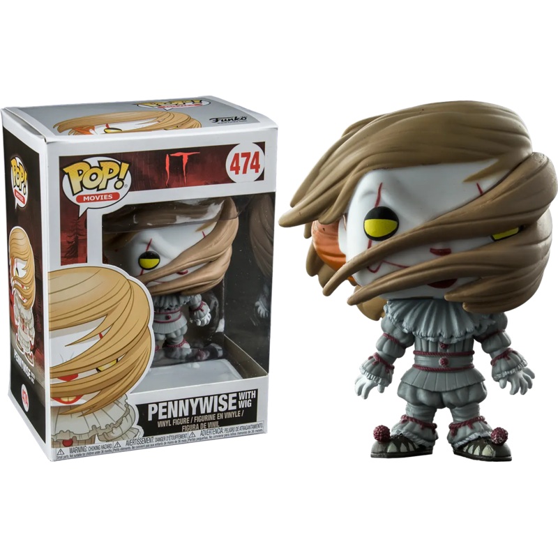 Pennywise with Wig 474 Yellow Eyes Funko Pop Vinyl + PoP Protector