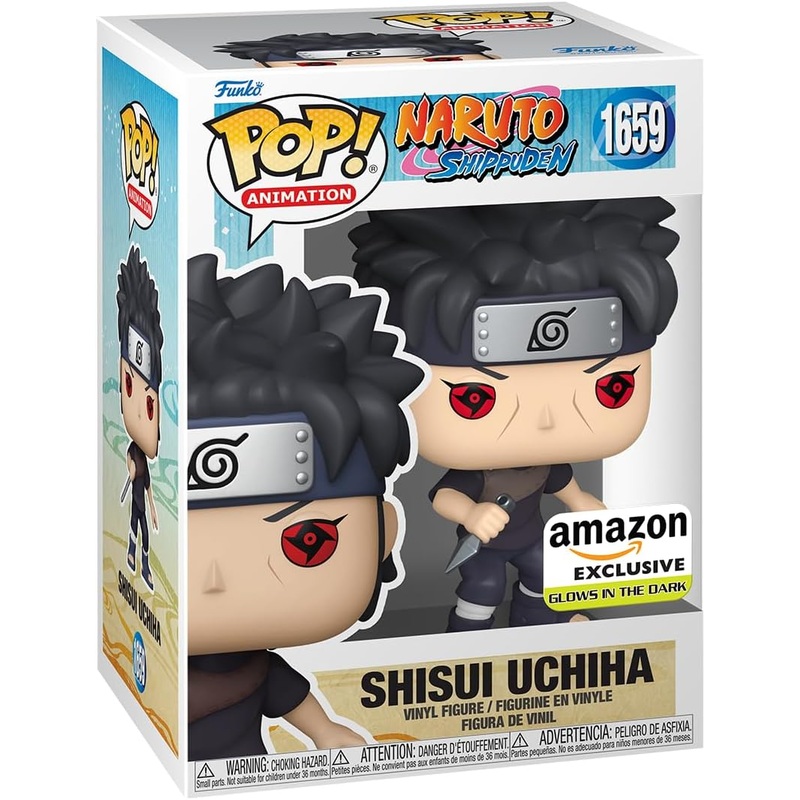 Preorder Funko Pop! Animation: Naruto: Shippuden - Shisui Uchiha with Kunai, Glow in The Dark, Amazon Exclusive + PoP Protector