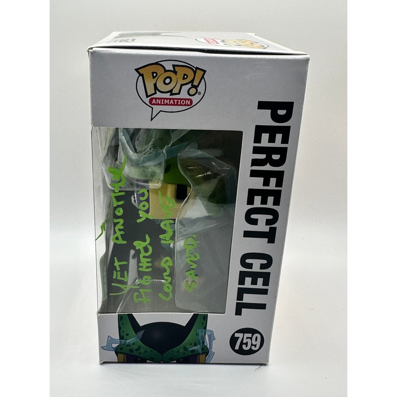 JSA Signed Dameon Clarke Funko Pop! Perfect Cell 759 GiTD SC 2020 (x 2 Quotes) w Protector (Anime Town Pensacola 2024)