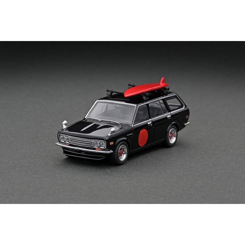 [ Back-order ]  Tarmac Works T64G-026-BK 1:64 Tarmac Works 1:64 Mijo Exclusive Datsun Bluebird 510 Wagon with Surfboard model car