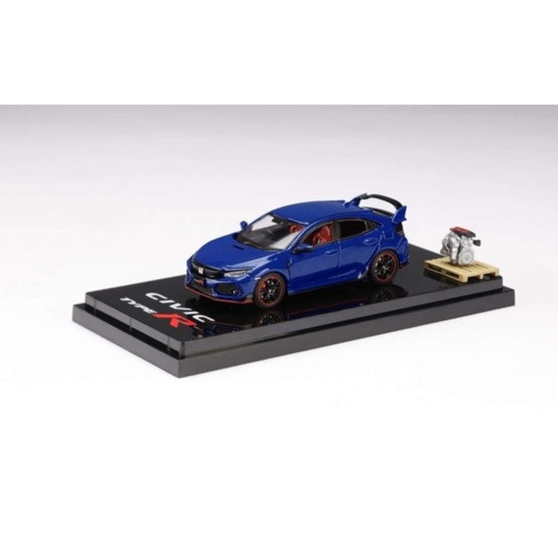 [ Back-order ] Hobby Japan HJ641055ABL 1:64 Honda civic Type R (FK8) 2017 with Engine Display Model Brilliant Sporty Blue Metallic