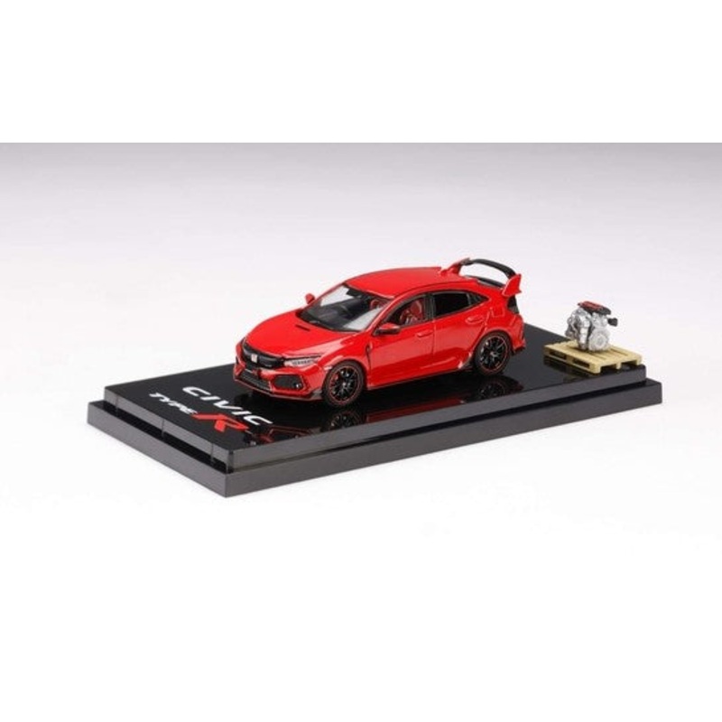 [ Back-order ] Hobby Japan HJ641055AR 1:64 Honda civic Type R (FK8) 2017 with Engine Display Model Flame Red