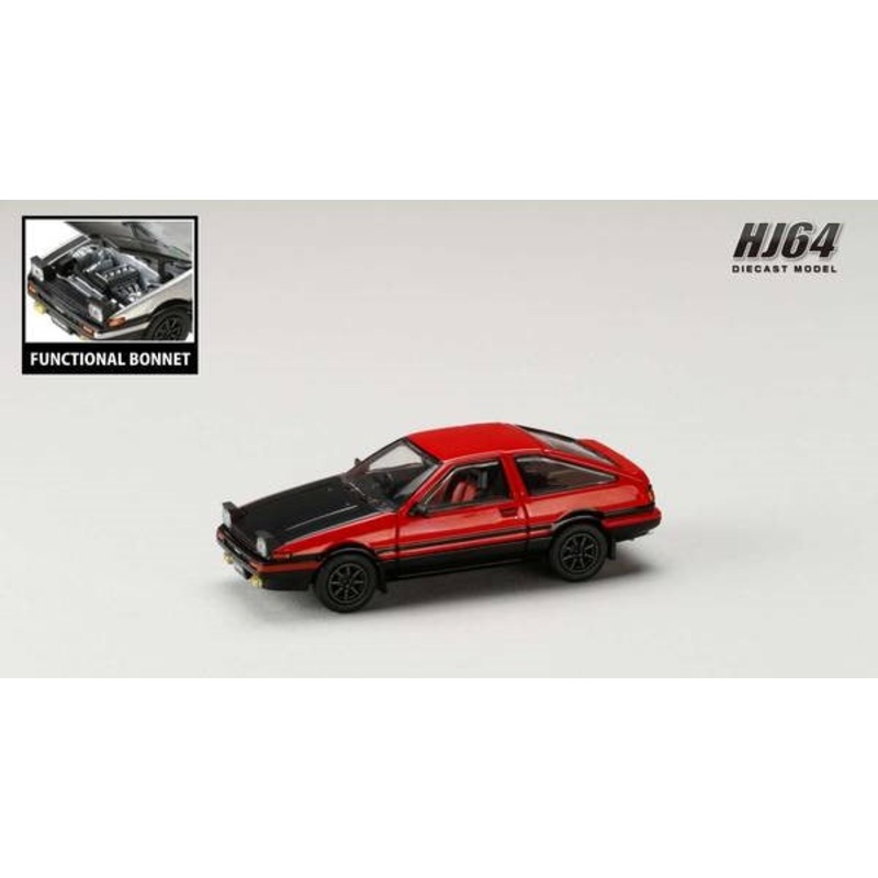 [ Back-order ] Hobby Japan HJ641052BRB 1:64 Toyota SPRINTER TRUENO GT APEX AE86 JDM Style with CARBON BONNET Red Black Diecast model car