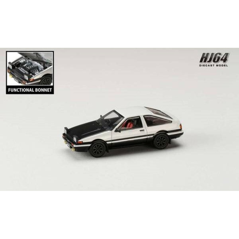 [ Back-order ] Hobby Japan HJ641052BWB 1:64 Toyota SPRINTER TRUENO GT APEX AE86 JDM Style with CARBON BONNET White Black Diecast model car