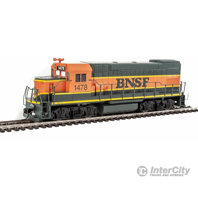 Walthers Trainline 2500 EMD GP15-1 - Standard DC -- Burlington Northern & Santa Fe (green, orange, yellow)