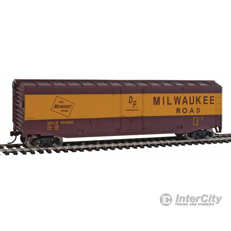 Walthers Trainline 1405 Boxcar - Ready to Run -- Milwaukee Road #8491 (Boxcar Red, yellow)