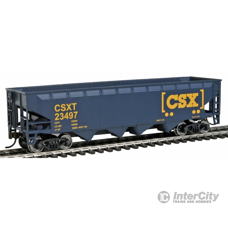 Walthers Trainline 1425 Offset Hopper - Ready to Run -- CSX Transportation (blue, yellow; Boxcar Logo)