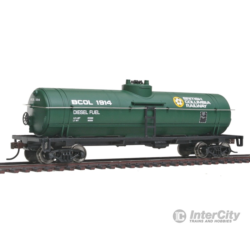 Walthers Trainline 1441 Tank Car - Ready To Run -- British Columbia Railway (green, yellow, white; Dogwood Logo)