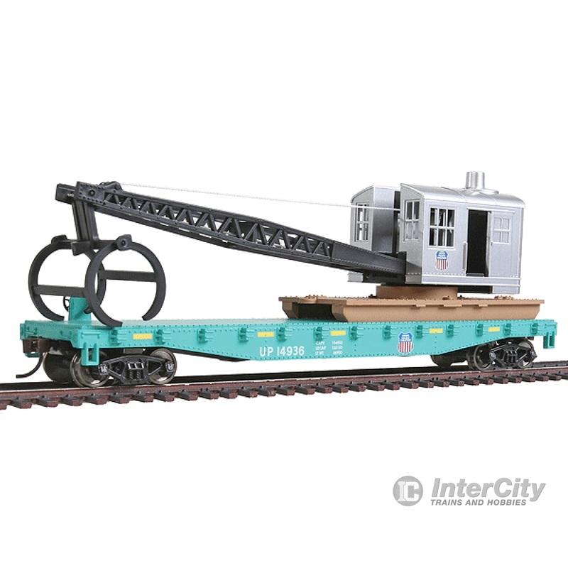 Walthers Trainline 1783 Flatcar with Logging Crane - Ready to Run -- Union Pacific(R) (green, black)
