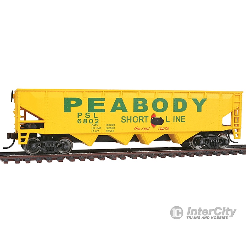 Walthers Trainline 1658 Offset Quad Hopper - Ready To Run -- Peabody Short Line #6802