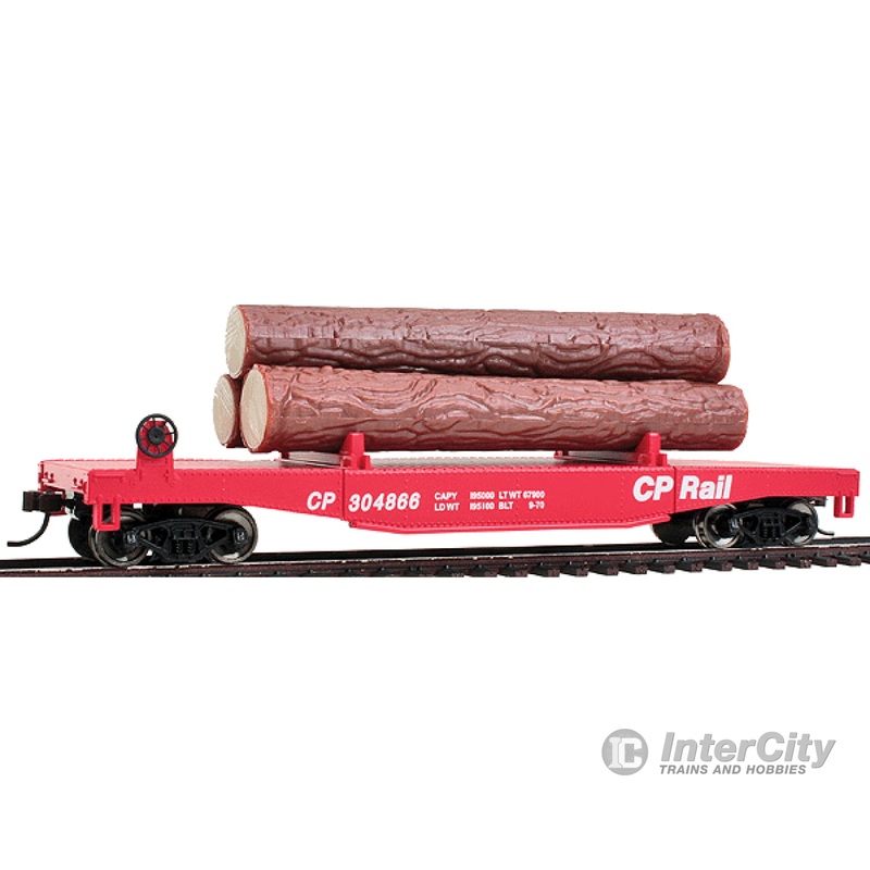 Walthers Trainline 1771 Log Dump Car with 3 Logs - Ready to Run -- CP Rail #304866 (red)